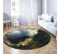 Via Vela Tapis Rond 160cm Une tempête dans Les Montagnes Rocheuses MT. Rosalie Tapis Lavable en Machine antidérapant Tapis de Sol pour Chambre à Coucher Porche dortoir