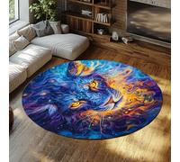 Via Vela Tapis Rond Abstrait de rêve 180cm Mystérieux imprimé léopard Lavable à Poils Ras antidérapant Mince Cercle Tapis pour Armoire Salle de Bain Couloir Salle de Jeux