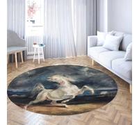 Via Vela Tapis Rond antidérapant 160cm Cheval effrayé par l’Orage Tapis Circulaire léger Lavable à Poils Ras pour Salon Chambre à Coucher Chambre d’Enfant
