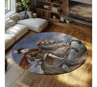 Via Vela Tapis Rond antidérapant Lavable du Milieu du siècle 100cm Portrait équestre de Philippe III Imprimer Home Decor antidérapant Grand Cercle Tapis pour Salle d’étude