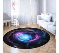 Via Vela Tapis Rond de Conception créative 160cm mystérieux rêveur Ciel étoilé Tourbillon Motif Faible antidérapant Mince Cercle Tapis pour Armoire Couloir Salle de Jeux