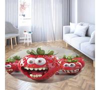 Via Vela Tapis Rond de Conception créative 200cm drôle Mignon Fraise antidérapant intérieur Lavable Grand jeté Cercle Tapis pour vestiaire Appartement Maison pépinière