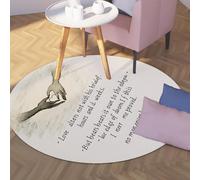 Via Vela Tapis Rond de Style Noir et Blanc 100cm Citations d’Amour Motif Salon Antidérapant Mince Sol intérieur Tapis à Poils Ras pour Salle à Manger d’entrée