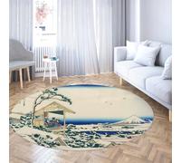Via Vela Tapis Rond de Style Ukiyo-e Japonais 80cm Une Maison de thé à Koishikawa Tapis Circulaire Mince antidérapant à Poils Ras pour Armoire Salle de Bain Maison Couloir