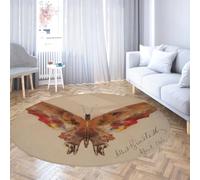 Via Vela Tapis Rond Lavable de Style Minimaliste 100cm Salon Papillon Tapis Mince antidérapant Tapis de Sol d’intérieur à Poils Ras pour Salle à Manger d’entrée