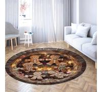 Via Vela Tapis Rondes Modernes antidérapants 100cm Motif de Bonbons rétro Cute Cookies Tapis Circulaire léger à Poil Bas Lavable pour Porte d’entrée de Chambre