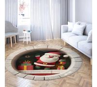 Via Vela Tapis Ronds 3D Illusion 120cm Motif Père Noël Mignon Tapis Fin antidérapant Lavable pour Salle de Classe vestiaire Jeux décoratifs de la Maison