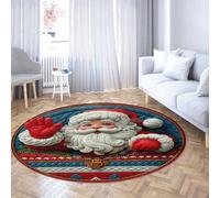Via Vela Tapis Ronds Classiques 150cm Père Noël espiègle Qui agite Bonjour Moquette antidérapante à Motif antidérapant Lavable à Poil Bas et Fine Moquette pour Chambre Porche dortoir