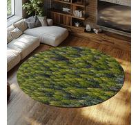 Via Vela Tapis Ronds de forêt 200cm Motifs de canopée de pins forestiers Moquette Circulaire Fine Pliable à Poil Bas et antidérapant pour Chambre et Salle à Manger