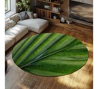 Via Vela Tapis Ronds de Grande Taille Naturelle 100cm Tapis Fin antidérapant Lavable à Motif de Feuille de Palmier 100cm Texture en Feuille de Palmier pour Les Jeux en Classe et dans Les vestiaires