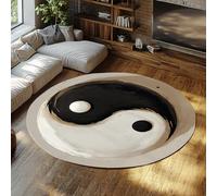 Via Vela Tapis Ronds de Peinture à l’Encre 80cm Tapis Circulaire à Poils Bas et antidérapants lavables à Poils Bas et à Poils Fins Tapis circulaires pour Placard et Salle de Bain Couloir