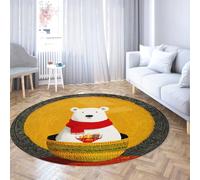 Via Vela Tapis Ronds de Style bohème 150cm Adorable Ours Polaire à Motif Panier Tapis Fin antidérapant Lavable pour casiers de Classe Décoration intérieure