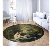 Via Vela Tapis Ronds de Style Classique 80cm Lunch on The Grass Motif Tapis Mince antidérapant Lavable pour Salle de Classe Vestiaire Jeux Décors Tapis