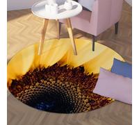 Via Vela Tapis Ronds de Style esthétique 100cm Étame de Tournesol Jaune Tapis Circulaire antidérapant Lavable de près pour Appartement de Vestige Bureau