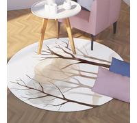 Via Vela Tapis Ronds de Style Minimaliste 200cm Encre Art Forest Paysage Imprimer Lavable Antidérapant Rabat Pliable Mince Cercle Tapis pour Chambre à Manger