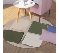 Via Vela Tapis Ronds de Style Minimaliste Moderne 150cm Abstrait Motif de Bloc de Couleur Tapis Circulaire à Poils Ras pour Salle à Manger Chambre d’Amis