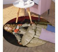 Via Vela Tapis Ronds du Milieu du siècle 150cm Princesse Margaret dans Une Robe Blanche et argentée Tapis Circulaire Lavable en Machine antidérapant pour Salle à Manger