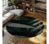 Via Vela Tapis Ronds mystérieux 100cm Tapis à Feuilles Vertes antidérapant à l’intérieur Lavable pour Appartement de Bureau à Domicile