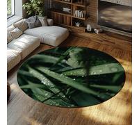 Via Vela Tapis Ronds Nature 160cm Gouttes d’Eau Feuilles Vertes Motif Gros Plan dérapant antidérapant Lavable Moquette Cercle pour Appartement de Vestige Bureau à Domicile