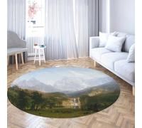 Via Vela Tapis Ronds Paysage 100cm Les Montagnes Rocheuses Lander’s Peak Tapis Rond Lavable antidérapant à Poils Ras pour Salle à Manger Chambre d’Amis