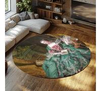 Via Vela Tapis Ronds rétro 100cm Portrait de Madame de Pompadour Tapis Rond Mince Lavable antidérapant Pliable à Poils Ras pour Chambre à Coucher Canapé Salle à Manger