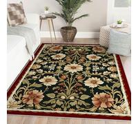 Via Vela Tapis Vintage 180x270cm Grands de Salon lavables Neutres pour Chambre à Manger Ancien Motif Floral et végétal Feuilles antidérapant résistant aux Taches Pliable Mince