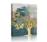 Via Vela Toile d’arbre dorée Art mural Œuvres d’art abstraites modernes en cascade Peintures murales de paysages nature pour salon Chambre Décoration de bureau 75x100cm