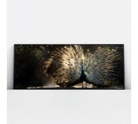 Via Vela Toile de paon art mural élégant exotique murale moderne animal affiche peinture grande nature œuvres d’art impressions pour chambre d’amis chambre à coucher décor 60x145cm avec cadre noir