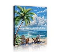 Via Vela Toile de plage tropicale Art mural Palmier océan Estampes scéniques Œuvres paysagères côtières Affiches encadrées Peintures pour la décoration du salon et de la chambre 80x100cm