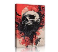 Via Vela Toile Halloween Crâne Lune rouge Décoration effrayante 30x45cm