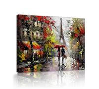 Via Vela Tour Eiffel de Paris Toile Art mural Peinture romantique de la scène de rue Œuvres abstraites colorées Affiches murales modernes pour la décoration du salon 70x90cm