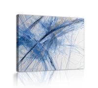 Via Vela Traits de pinceau bleus abstraits en ligne Toile Art mural Peinture moderne Grandes fresques imprimées pour salon chambre Décoration de bureau 70x90cm