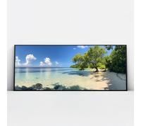 Via Vela Tropical Plage Toile Art Mural Paysage Océan Côtier Impressions Grand Cadre Mural Nature Paysage Marin Affiche Peinture pour Salon Décor 40x101cm avec Cadre Noir