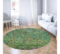 Via Vela Vert Grands Tapis Ronds 100cm Coloré Verger De Fleurs Paysage Lavable Antidérapant Mince Tapis pour Salle De Classe Vestiaire Jeux Décors Tapis