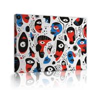 Via Vela Visages abstraits en toile Art mural Rouge bleu noir et blanc motifs géométriques ludiques affiche Peinture d’affiches fresque moderne pour la décoration de bureau à domicile 80x100cm