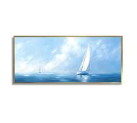 Via Vela voilier océan toile murale art nautique paysage marin impressions côtes voile photos grande œuvre moderne pour hôpital toilette décor 50x126cm avec cadre doré