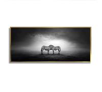 Via Vela Zebra couple toile murale art safari noir et blanc photos impressions oeuvres faune moderne animaux posters murale pour salon décor 40x101cm avec cadre doré