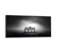 Via Vela Zebra Couple Toile Wall Art Safari Noir et Blanc Photos Oeuvres d’art Impressions Faune Modernes Animaux Posters Murale pour Salon Décor 50x126cm avec cadre noir