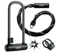 Via Velo Lot de 2 cadenas de vélo en acier 20CrMnTi de 16 mm avec support et chaîne de vélo, chaîne carrée de 7 mm de long, même système de clé 6 clés pour vélos électriques, scooters