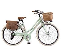 Via Veneto by Canellini Bici Vélo Citybike Byciclette CTB Femme Dame Vintage Retro Via Veneto Aluminium Boite et Sonnette Bell (50, Vert Clair)