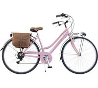 Vélo de ville Femme - Via Veneto By Canellini Retro Vintage Acier + Sac cuir latéral porte bagage - Rose Rose