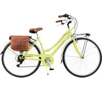 Vélo de ville Femme - Via Veneto By Canellini Retro Vintage Acier + Sac cuir latéral porte bagage - Jaune Jaune