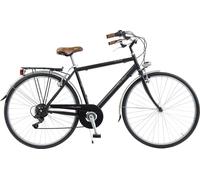 Vélo de ville Homme - Via Veneto By Canellini Retro Vintage Acier + Sac cuir latéral porte bagage - Taille 54 Noir Noir