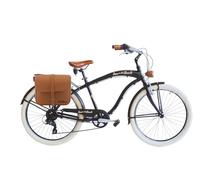 Via Veneto the Original - Vélo Cruiser Homme Sun on the Beach Man 26" 6V, avec sacs latéraux, taille 47, Black Matt, Rétro Vintage en aluminium | VV790M