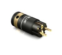 VIABLUE Fiche T6S avec contact de protection CEE 7/7 - Prise d'alimentation - Plaqué or véritable 24 carats - Revêtement Ultragrip - Décharge de traction - 1 pièce