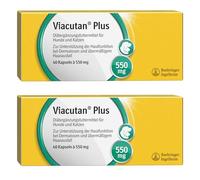 Viacutan Plus Lot de 2 paquets de 40 gélules de 550 mg pour chiens et chats Avec acides gras oméga