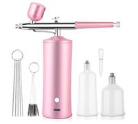 Viafexna Aerographe Kit Complet, Compresseur Aérographe Haute Pression, Injecteur D'Oxygène, pour L'Hydratation de la Peau, L'Art des Ongles, Tatouage, Peinture, Maquillage, Gâteau, Coupe de Cheveux
