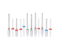 ViaGasaFamido 12pcs Céramic Milling Cutter Drill Bit Small Round Design Habet Efile Set Cuticule Flame Rod Electric Machine Machine Files de Gel Acrylique Nails Professional Burrs