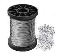 ViaGasaFamido Câble en Acier Inoxydable 1,5mm 50m, qualité 304, argenté | Câble en Acier, 304 Inoxydable, Ferrules en Aluminium, Lampes Suspendues, Corde à Linge, Supports pour Plantes, Compatible
