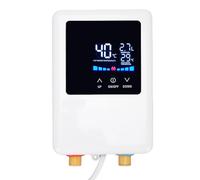 ViaGasaFamido Chauffe-eau électrique 3000 W Mini Chauffe-eau pour Cuisine et Salle de Bain avec écran Tactile LCD IPX4 étanche et Entrée en Laiton Conception Murale Compacte (Prise UE 220V)